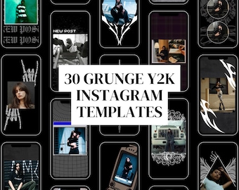 Grunge Y2K Instagram Story Templates: Moody Skater Theme (Canva Editable)