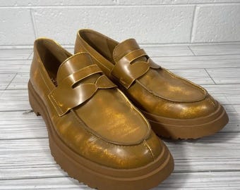 Camper Walden Men's Loafers Distressed Yellow Rare Size 9/42