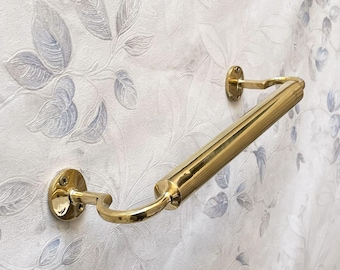 Toallero de latón macizo sin lacar – Toallero de pared de estilo vintage hecho a mano – Soporte de latón antiguo con acabado Living