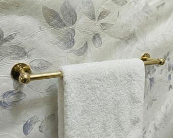 Unlacquered Solid Brass Towel Bar – Handmade Vintage Style Wall Mounted Rail – Antique Living Finish Bathroom Hardware (12" - 24")