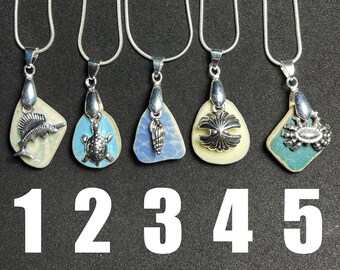Genuine Pacific Ocean pottery necklace, porcelain blue, beach ceramic, ocean ceramic, pottery necklace jewelry, sea pottery jewelry treasure