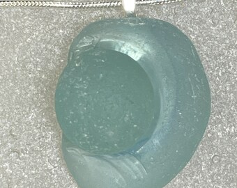 RARE RARE Authentic Pacific Ocean bottom of Japanese float Aqua seaglass necklace Aqua beachglass Aqua oceanglass Aqua seaglass necklace