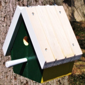 Upcycled Reclaimed Bird House Nest Box for Bluebird Chickadee Nuthatch Titmouse or Carolina Wrens love bird nest gift for your Birder friend