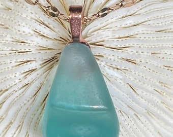 RARE RARE Authentic Pacific Ocean Aqua seaglass necklace Aqua beachglass Aqua oceanglass Aqua seaglass necklace jewelry sea jewelry treasure