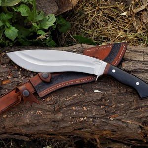 Kukri Machete Knife with Sheath Full Tang- Handmade Fixed Blade Tool for Outdoor Camping- Anniversary Gift For him Stainless Steel 4
