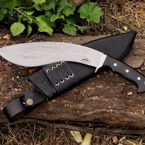 Kukri Machete Knife with Sheath Full Tang- Handmade Fixed Blade Tool for Outdoor Camping- Anniversary Gift For him Stainless Steel 3
