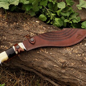 Kukri Machete Knife with Sheath Full Tang- Handmade Fixed Blade Tool for Outdoor Camping- Anniversary Gift For him image 13