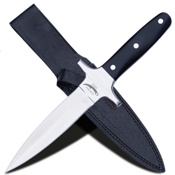 Custom Handmade Full Tang Dagger Knife with Leather Sheath - Double Edge Viking Knife for Outdoor Work- Men Gift