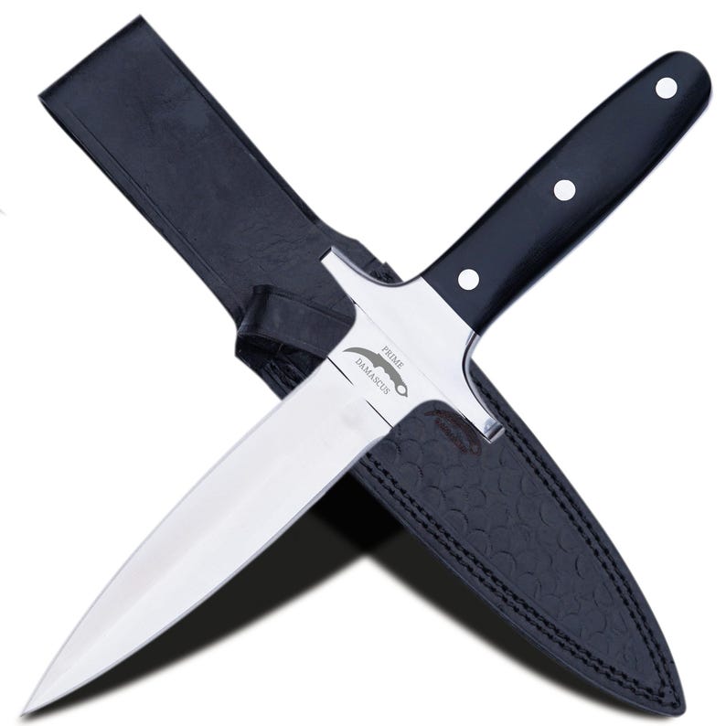 Full Tang Dagger Knife with Leather Sheath - Double Edge