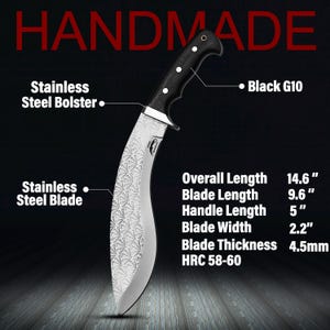 Kukri Machete Knife with Sheath Full Tang- Handmade Fixed Blade Tool for Outdoor Camping- Anniversary Gift For him image 9