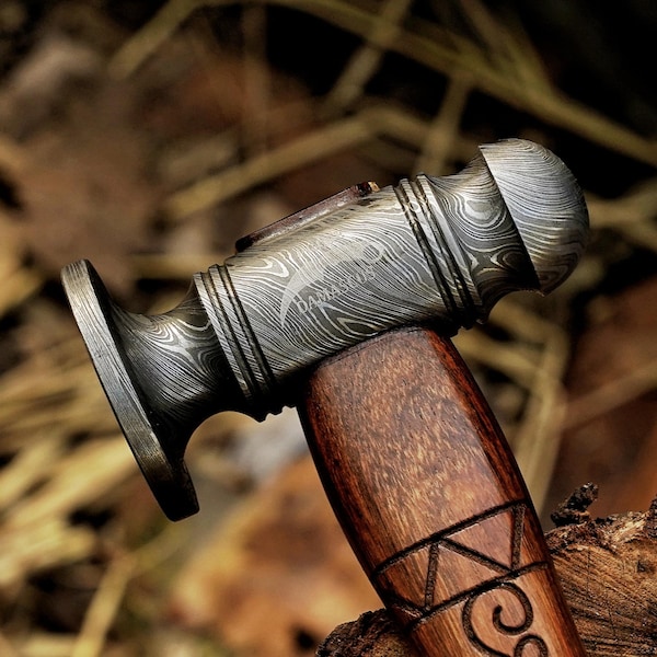 Custom Handmade Damascus steel Hammer - Engraved Hammer Wood Working & Personalized Gift For Men- Home Improvement Tool