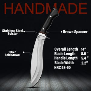 Kukri Machete Knife with Sheath Full Tang- Handmade Fixed Blade Tool for Outdoor Camping- Anniversary Gift For him image 7