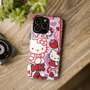 Rosa Hello Kitty Sanrio iPhone Hülle, Niedliche iPhone Hülle 17 16 15 14 13 Pro Max 11 12 13 Pro XR XS MAX 8 Plus Pro Y2K Niedliche Rosa Rote Hülle Bild 1