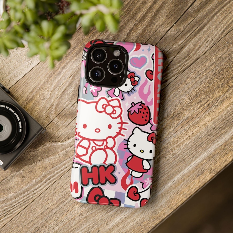 Rosa Hello Kitty Sanrio iPhone Hülle, Niedliche iPhone Hülle 17 16 15 14 13 Pro Max 11 12 13 Pro XR XS MAX 8 Plus Pro Y2K Niedliche Rosa Rote Hülle Bild 1