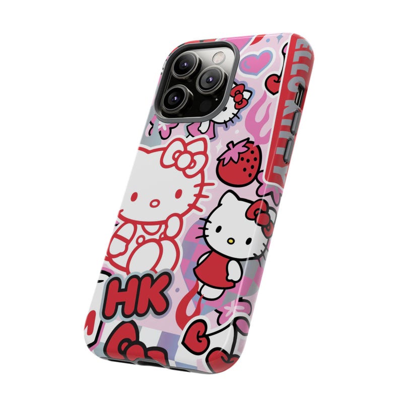 Rosa Hello Kitty Sanrio iPhone Hülle, Niedliche iPhone Hülle 17 16 15 14 13 Pro Max 11 12 13 Pro XR XS MAX 8 Plus Pro Y2K Niedliche Rosa Rote Hülle Bild 6