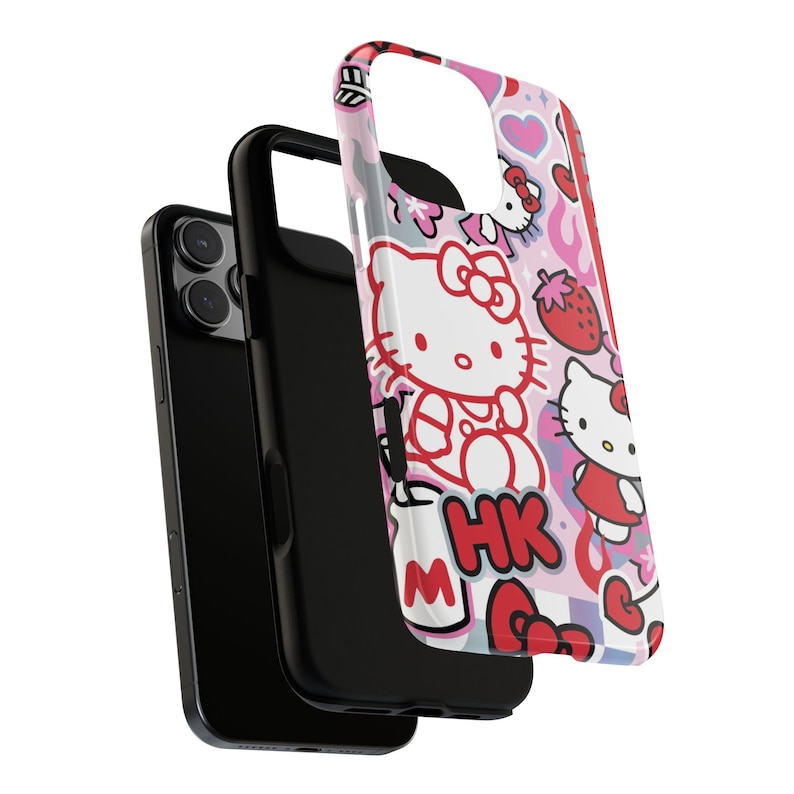 Rosa Hello Kitty Sanrio iPhone Hülle, Niedliche iPhone Hülle 17 16 15 14 13 Pro Max 11 12 13 Pro XR XS MAX 8 Plus Pro Y2K Niedliche Rosa Rote Hülle Bild 2
