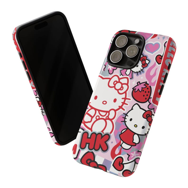 Rosa Hello Kitty Sanrio iPhone Hülle, Niedliche iPhone Hülle 17 16 15 14 13 Pro Max 11 12 13 Pro XR XS MAX 8 Plus Pro Y2K Niedliche Rosa Rote Hülle Bild 4