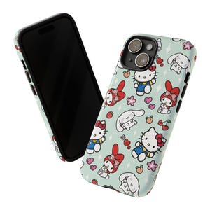 ミント ハローキティ iPhoneケース マイメロディとシナモロール シリコン製 画像 2
