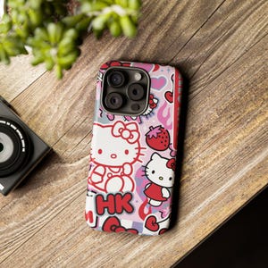 Rosa Hello Kitty Sanrio iPhone-skal, sött iPhone-skal 15 14 13 Pro Max 11 12 13 Pro XR XS MAX 8 Plus Pro Y2K sött rosa rött skal bild 1