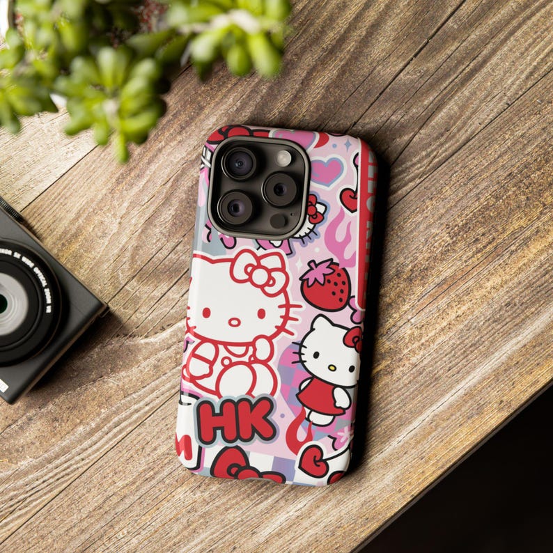 Rosa Hello Kitty Sanrio iPhone-skal, sött iPhone-skal 15 14 13 Pro Max 11 12 13 Pro XR XS MAX 8 Plus Pro Y2K sött rosa rött skal bild 1