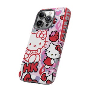 Rosa Hello Kitty Sanrio iPhone-skal, sött iPhone-skal 15 14 13 Pro Max 11 12 13 Pro XR XS MAX 8 Plus Pro Y2K sött rosa rött skal bild 4