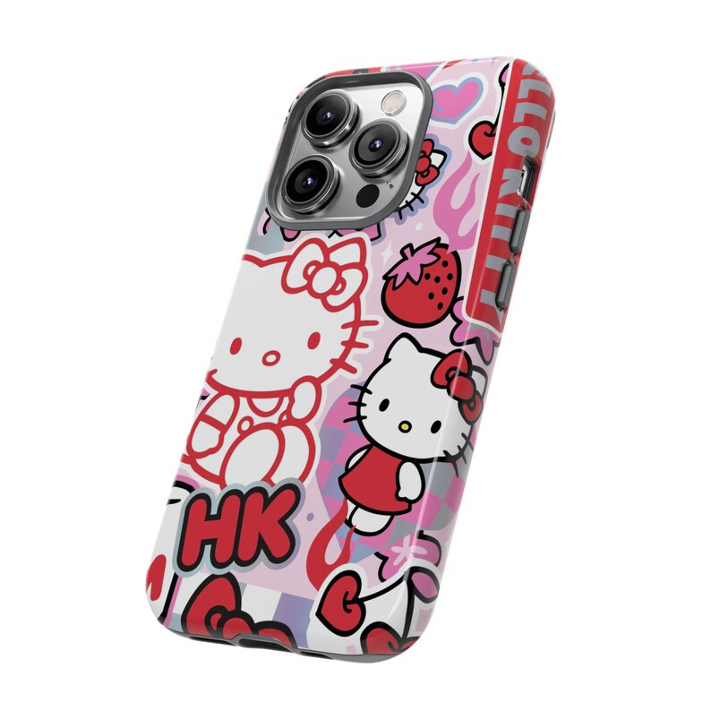 Rosa Hello Kitty Sanrio iPhone-skal, sött iPhone-skal 15 14 13 Pro Max 11 12 13 Pro XR XS MAX 8 Plus Pro Y2K sött rosa rött skal bild 4