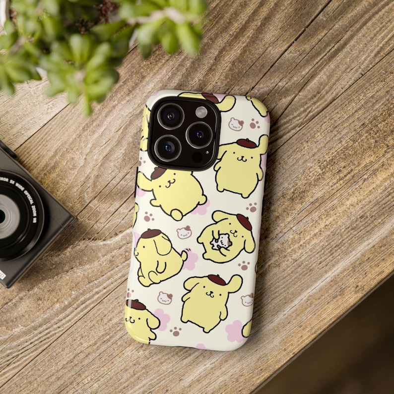 Yellow Pompompurin Sanrio Hello Kitty iPhone Case, Cute iPhone Case 17 16 15 14 13 Pro Max 11 12 13 Pro XR XS MAX 8 Plus Pro Y2K Cute Case image 1