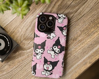 Funda rosa Kuromi Sanrio para iPhone, linda funda para iPhone 17 16 15 14 13 Pro Max 11 12 13 Pro XR XS MAX 8 Plus Pro Y2K