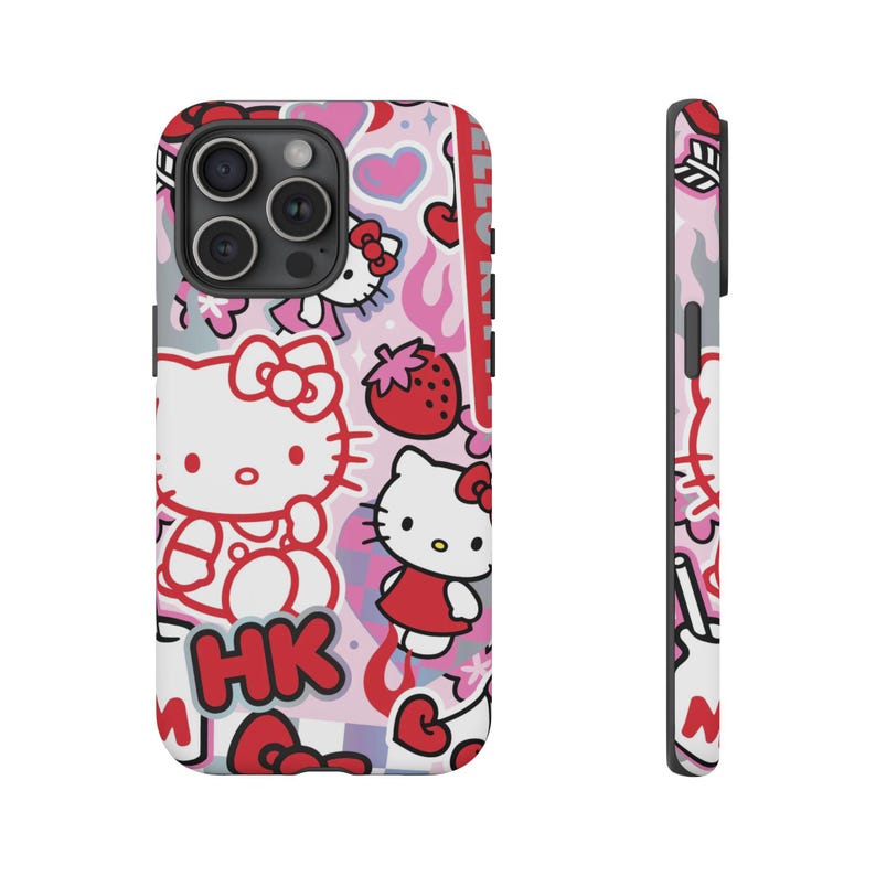 Rosa Hello Kitty Sanrio iPhone-skal, sött iPhone-skal 15 14 13 Pro Max 11 12 13 Pro XR XS MAX 8 Plus Pro Y2K sött rosa rött skal bild 2