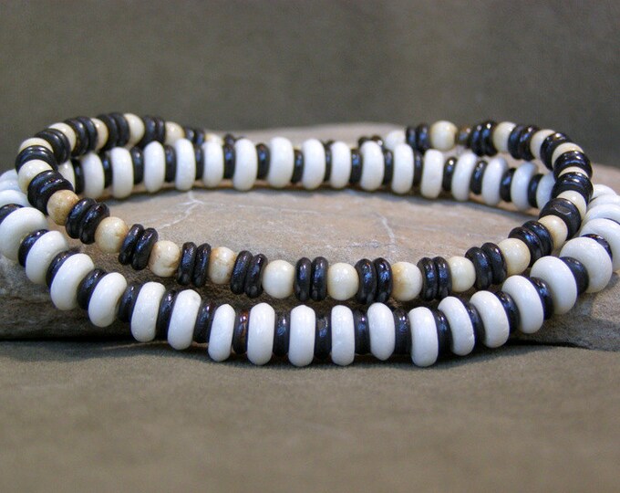 Mens Beaded Bracelet Guys Bead Jewelry Bone Beads Bracelet Etsy