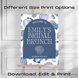 Bridal Shower Welcome Sign, Beach Bridal Shower Welcome Sign, Coastal Shell Design
