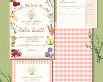 Faire-part nuptiale fraîchement sorti du marché, modèle de carte de recette (numérique)