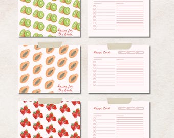 Recipe Card Bridal Shower, Fresh off the Market Printable Recipe Card, Instant Download Hand Drawn Cute Farmers Market Fruit Theme