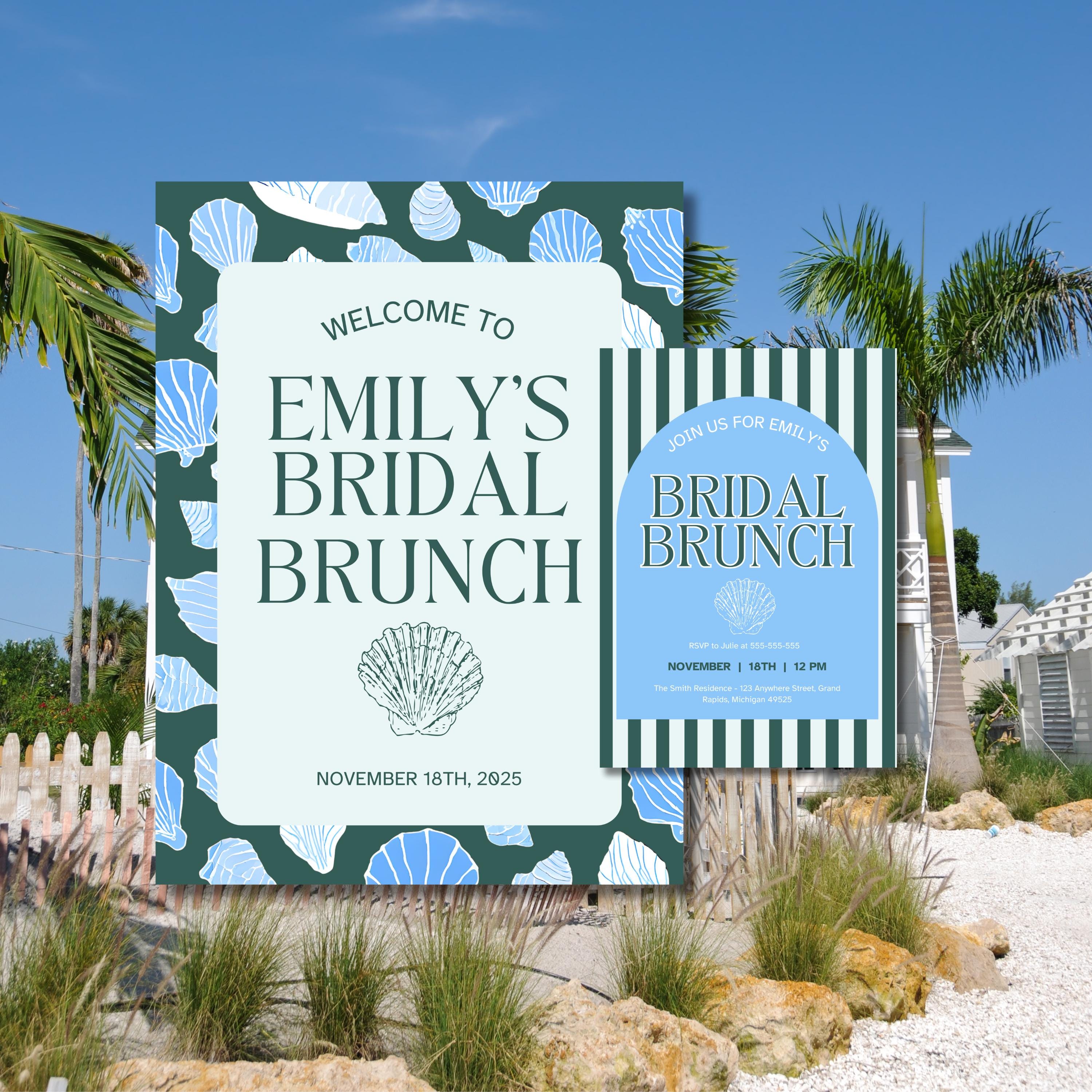 Coastal Bridal Shower Invite and Welcome Sign | Bride-to-be Brunch ...