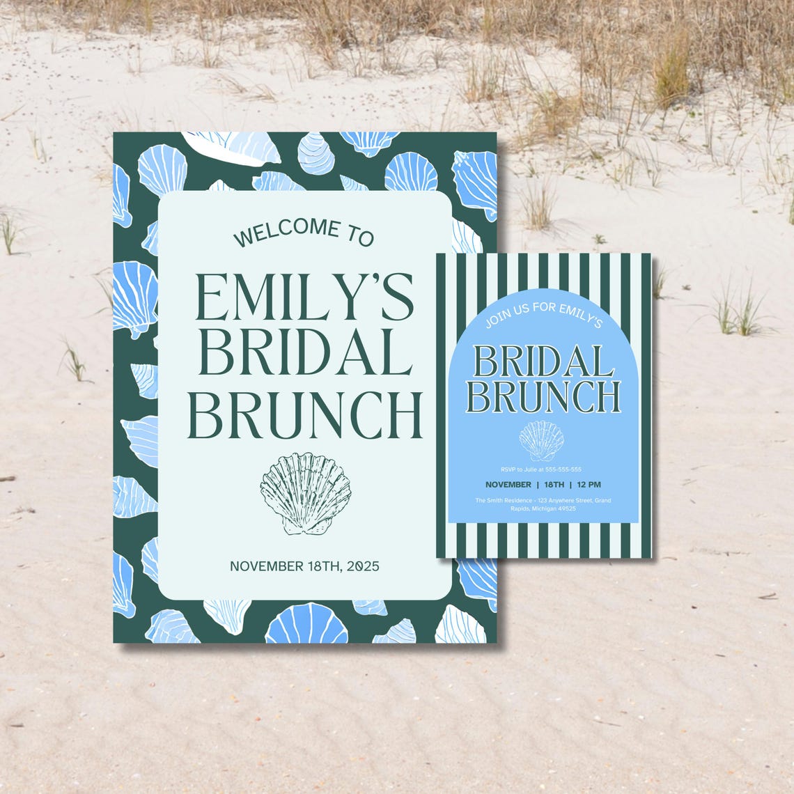 Coastal Bridal Shower Invite and Welcome Sign | Bride-to-be Brunch ...