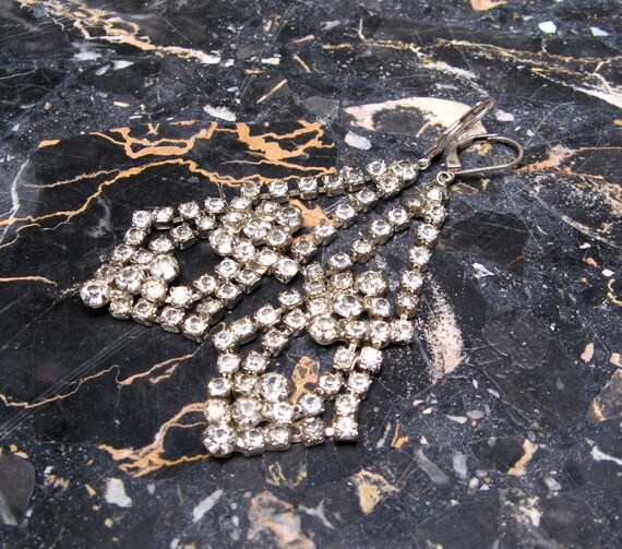 Long Rhinestone Earrings Dangle 1930s Earrings Vin