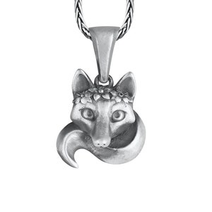 Silver Necklace Kitsune Pendant Japanese Fox Totem Animal - Etsy Silver Necklace Kitsune Pendant Japanese Fox Totem Animal - Etsy