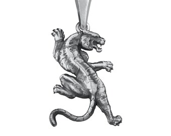 Tiger Pendant Sterling Silver, Asian Tiger Necklace Silver 925, Black Tiger Pendant, Unisex Big Cat Jewelry, Best Gift for Tiger Owners