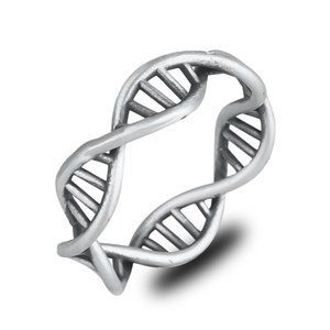 DNA Wedding Band Sterling Silver, Double Helix DNA Ring, Cool DNA Wrap Ring, Biology Graduation Gift, Perfect Gift for Genetics People