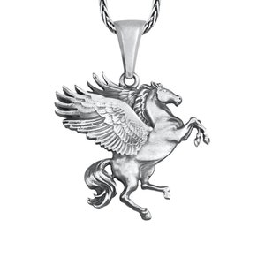 Pegasus Necklace Sterling Silver, Flying Horse Pendant Silver 925, Winged Horse Pegasus Talisman, Meaningful Gift for New Job