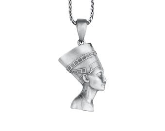 Queen Nefertiti Pendant Sterling Silver, Egyptian Queen Necklace, Unisex Nefertiti Necklace, Ancient Egyptian Charm, Gift for Historians