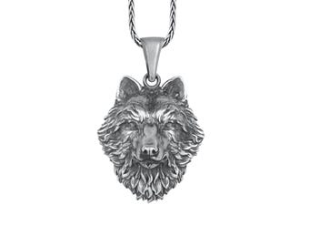 Wolf Head Pendant Sterling Silver, Detailed Angry Wolf Necklace, Unisex Wild Wolf Necklace, 3D Fenrir Necklace, Best Gift for Wolf Lovers