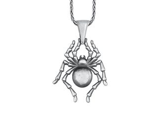Spider Pendant 925 Silver, Venomous Arachnid Necklace, Gothic Spider Charm, Horror Necklace, Witchy Necklace, Cool Gift for Aranchophiles