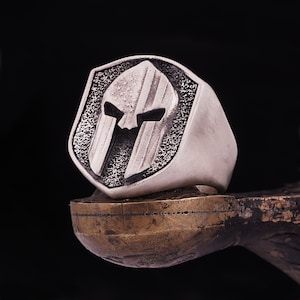 American Flag Spartan Ring 925 Sterling Silver, Spartan Helmet Ring, Leonidas Helmet Ring, Gladiator Helmet Ring, American Patriotic Ring