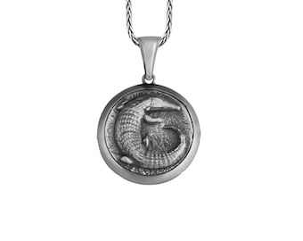 Crocodile Pendant 925 Silver, Alligator Necklace, 3D Crocodile Medallion, Croc Necklace, Wild Reptile Charm, Best Gift for Wildlife Lovers