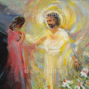 Mary Magdalene meets Jesus, Easter morning, Risen Christ, Christian Wall Art