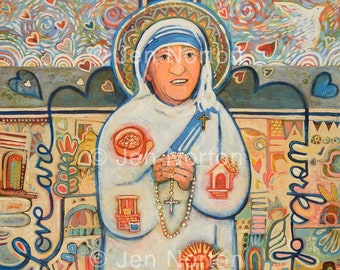 Saint Mother Teresa of Kolkata Art Print, Teresa of Calcutta, Catholic Saint