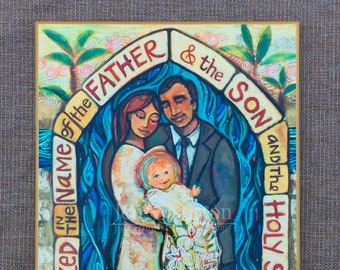 Christian Baptism Art Plaque, religious home decor, Catholic gift