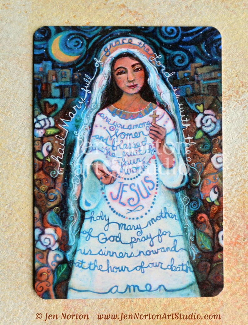 Hail Mary wallet-sized Prayer Card on waterproof aluminum image 2