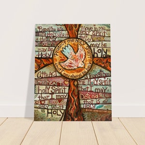 Holy Spirit Prayer of St. Augustine Poster, Confirmation gift, Cross art, Protect me Holy Spirit